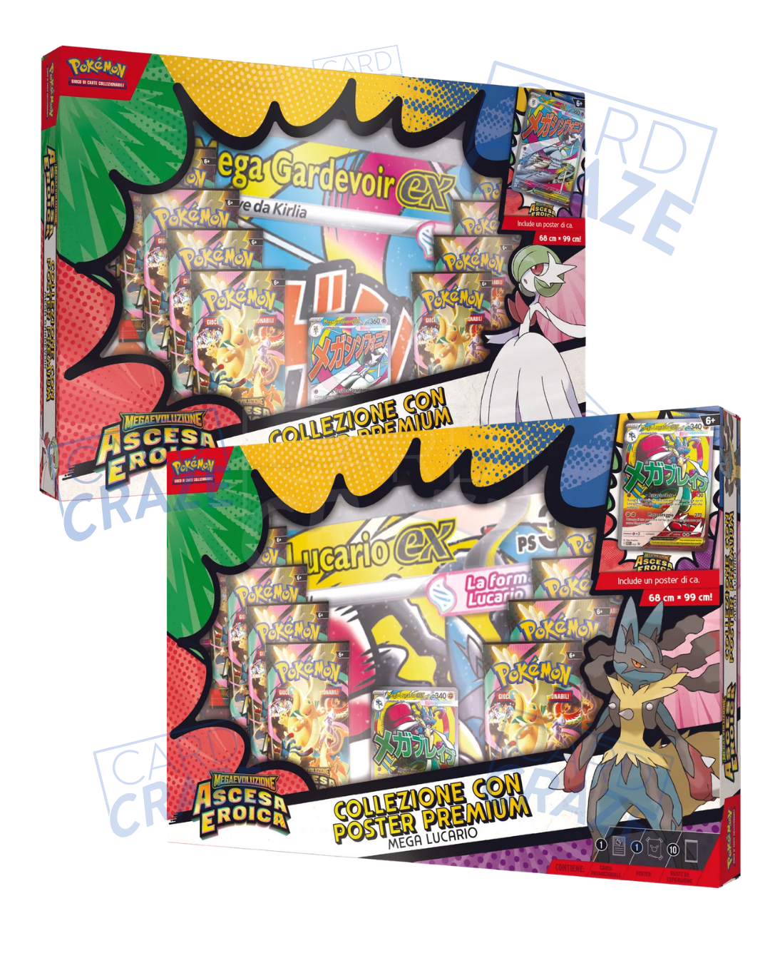 COLLEZIONE CON POSTER PREMIUM MEGA LUCARIO EX & MEGA GARDEVOIR EX - POKèMON ITA