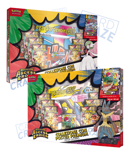 COLLEZIONE CON POSTER PREMIUM MEGA LUCARIO EX & MEGA GARDEVOIR EX - POKèMON ITA