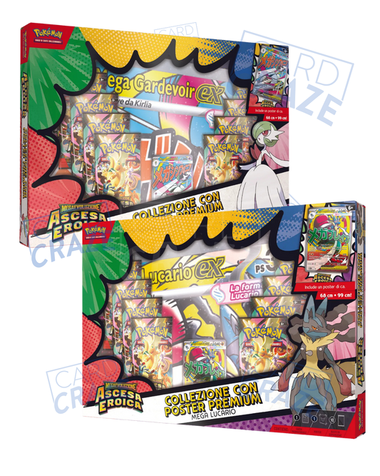 COLLEZIONE CON POSTER PREMIUM MEGA LUCARIO EX & MEGA GARDEVOIR EX - POKèMON ITA